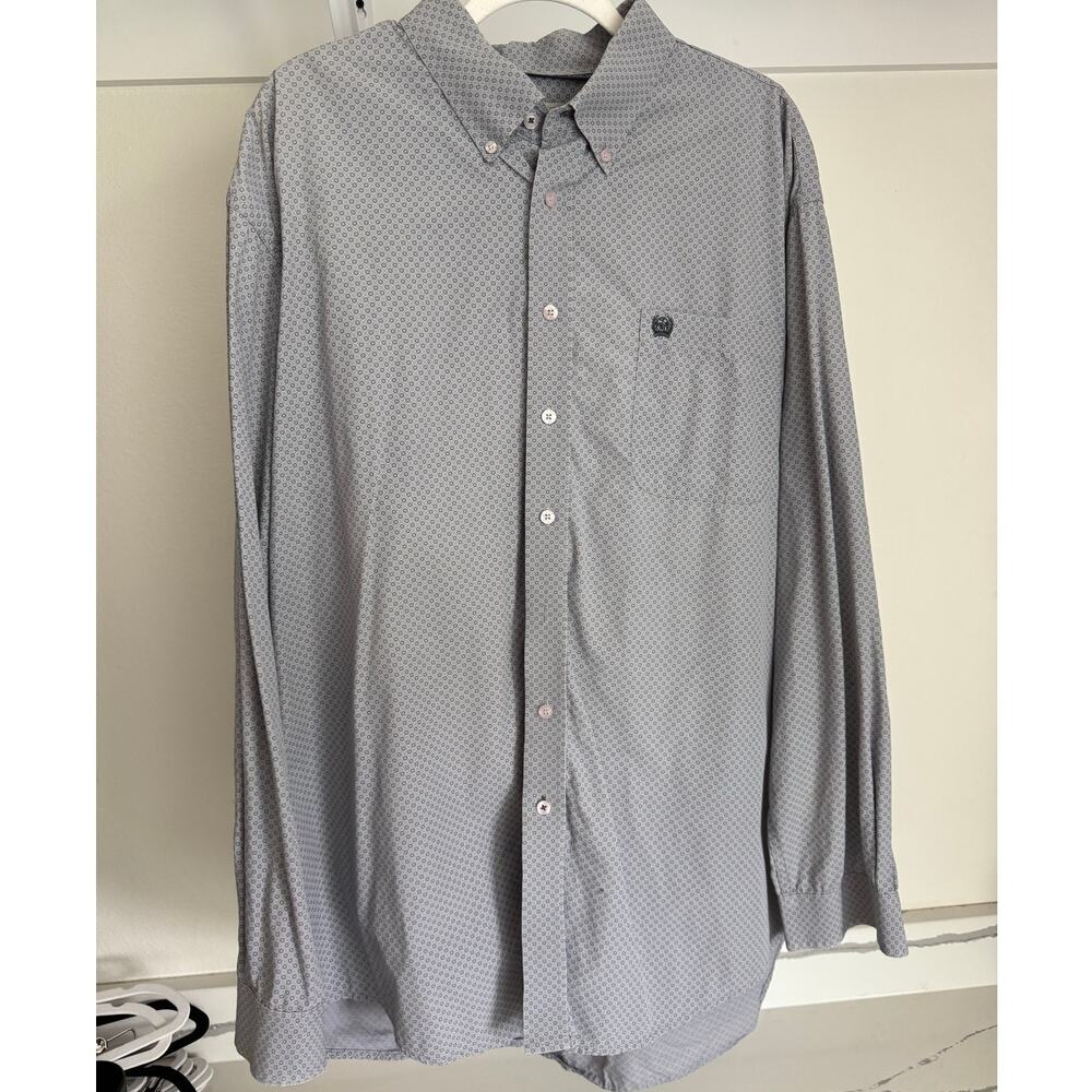 CINCH Men's Button-Down Pattern Size 2XL Gray Black (stain‎ on inside of sleeve)